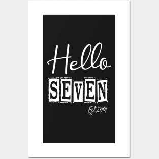 Hello Seven Est.2014 7th Funny Birthday Posters and Art